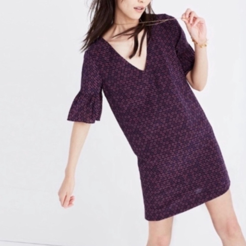 NWT Madewell Ruffle Bell Sleeve Dress